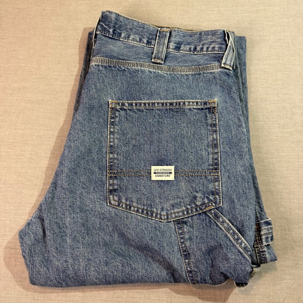 Levi Strauss Signature Carpenter Jeans Mens 36x32 Blue Excellent Workwear Denim